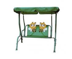 Iocompronline Dondolo Ape per Bambini Altalena da Giardino 2 Posti in Acciaio Colore Verde Stabile Resistente Comodo 110 x 75 x 115 cm