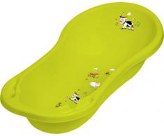OKT Kids Funny Farm - Set di accessori da bagno per neonati: vasca per il bagnetto (misura XXL), seggiolino per vasca da bagno, vasino, riduttore per WC, sgabello e pattumiera per pannolini, colore: Verde erba