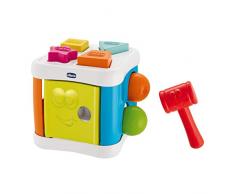 Chicco Cubo Incastra e Martella 2 in 1, Gioco Forme e Incastri per Bambini con 4 Forme Geometriche, 2 Sfere e Martello Giocattolo, Cubo Multiattività - Giochi Educativi 10 mesi - 3 Anni