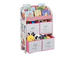 Relaxdays Scaffale Portagiochi, Motivo Super Woman, Cameretta Bambini, con Scomparti e Scatole, 93x63x28 cm, Multicolore, 80% Fibra 20% Tessuto Non Tessuto