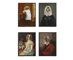 HYFBH Clever Dog Poster Vintage Wall Art Retro Tela Pittura Animali Soggiorno Decorazione Cameretta Decor-40x60cm Senza Cornice