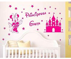 Adesivi Murali Bambini Nome personalizzato castello magico con stelline Principessa Adesivo Nome Wall Stickers Decorazione da parete Cameretta Bambina