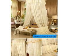 LifeWheel Principessa romantica Pizzo Rotondo Cupola Letto reticolato Baldacchino Tenda Zanzariera (Beige)