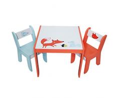 Labebe Mobili Soggiorno Bambini Tavolo & Sedie Set con Lavagna per pittura/Lettura/Gioco di Gruppo in Classe e Casa, regalo creativo per i piccoli 1-5 Anni -Volpe Bianco