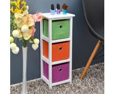 Comò comodino 62 centimetri alto Mensola da bagno bianco con 3 cesti in Orange Viola Verde per i bambini camere, uffici, bagno, sala e baby room