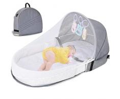Gvqng Culla Portatile, Letto per Bambini, Culla da Viaggio, Culla Pieghevole, Lettino da Viaggio per Bambini, Lettino per Il Campeggio, Culle per Neonati, Bambini con Zanzara,Grigio,80cm