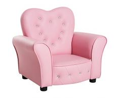 homcom Poltroncina per Bambini Imbottita, Poltrona per cameretta con Rivestimento in PVC e Struttura in Legno, 59x41.5x49cm, Rosa