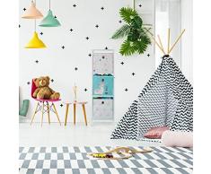 Relaxdays Scaffale per Giocattoli con 3 Scatole, per Bambini & Bambine Design-Lama Armadio 89x27,5x30 cm, Multicolore, Vello, Ferro, plastica, 89 x 27,5 x 30 cm