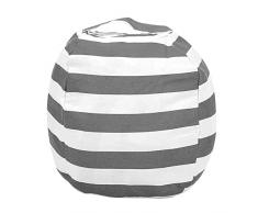 DEHUA Borsa per Giocattoli Pouf a Sacco Bambini Pouf Contenitore in Tela Porta Giocattoli Grande 24 Pollici Pouf Sacco Esterno Pouf Portagiochi Bambini per Camera da Letto Stanza(Grigio)