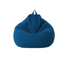 in velluto 68 x 68 x 68 cm, blu Chilly pilley Pouf a forma di L per bambini per sedia con schienale e chiusura lampo