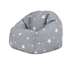 icon Starry Kids Pouf Poltrona Sacco, Grigio Chairo, 53cm x 50cm, Adatto a Ragazzi e Ragazze, Leggero e Portatile Pouf Poltrona Sacco per Tutti gli Spazi con Riempimento Incluso