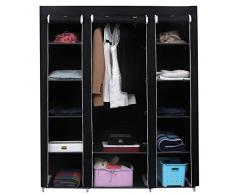 Songmics Armadio Cabina Guardaroba Appendiabiti In Acciaio Tessuto Nero 180 x 150 x 45cm LSF03H