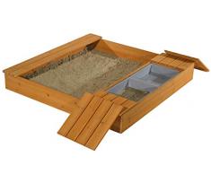 GASPO Oswald - Sabbiera in legno, 125 x 121 x 17,5 cm (L x P x A), ideale per il giardino
