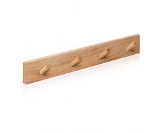 Kukicu Appendiabiti da Parete Legno Naturale 4 Ganci - Attaccapanni da Muro Moderno - Appendiabiti Ingresso Bagno Camera Bambini