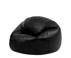 Bean Bag Bazaar Poltrona Sacco XL con Pannelli Eco-Pelle, Nero, 85cm x 50cm, Pouf Poltrona Sacco Gigante in Ecopelle per adulti, Gigante Pouf Poltrona Sacco per soggiorno con Riempimento Incluso