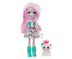 Enchantimals- Bambola Sybill Il Leopardina delle Nevi, Amico Cucciolo Flake e Accessori Giocattolo per Bambini 3+Anni, GJX42