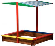 sconosciuto 94.355 FSC - sabbiera con Tetto in Legno, Taglia XL Quadrato, Sandbox per i Bambini allaperto Tetto apribile, 120 x 120 x 125 cm, in Legno FSC, colorato