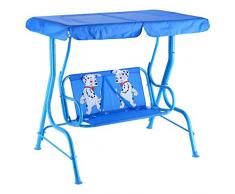 COSTWAY Altalena per Bambini, Altalena Dondolo per Giardino con Tetto Apribile e 2 Posti, Blu