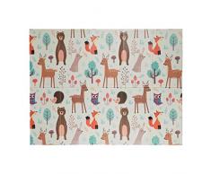 Relaxdays Tappeto per Bambini con Animali, Atossico & Lavabile, LxP 195x150, Morbido, Tappetino di Gioco, Multicolore