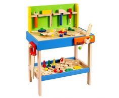 Howa Banco di Lavoro in Legno Profi per Bambini incl. 45 Accessori e 5 Attrezzi 4904