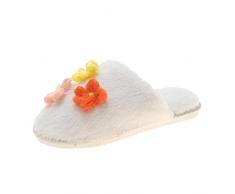 Pantofole da donna Autunno e Inverno Fiori Moda Carino Confortevole Caldo Piatto Interno ed Esterno Scivolo Beige, Beige, 39.5 EU