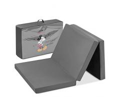 Hauck Materassino per Lettino da Viaggio Neonato Sleeper Disney - Tappeto Gioco Bambini Pieghevole 120x60cm, Spessore 5cm - Compatto con Borsa di Trasporto Inclusa - Grigio, Topolino