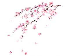 DECOWALL DWL-2003 Fiori di ciliegio ad acquerello Adesivi da Parete Decorazioni Stickers Murali Soggiorno Asilo Nido Camera Letto per Bambini decalcomanie