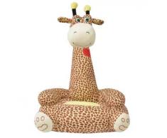 Sedia per Bambini, Poltrona di Peluche per Bambini, Seggiolone Divanetto Bambini in Peluche, Sedia Imbottita Cuscino da Pavimento Pouf Bambino per camerette, 52 x 47 x 74 cm, Giraffa Marrone