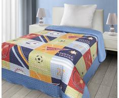 Eurofirany CHON/D/P/Basebal Patchwork Copriletto Basebal per Bambini, Microfibra, Blu, 210Â x 170Â x 2Â cm