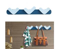 Gancio Appendiabiti a Parete, Attaccapanni da Muro, Ganci Appiccicosi Adesivo a Parete con 3 Ganci per Guardaroba Cucina Bagno Armadio Ufficio Bambini Ganci - Blu