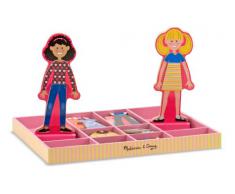 Melissa and Doug Gioco magnetico Bambole in legno con guardaroba magnetizzato: Vesti Abby&Emma