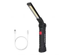 Coquimbo COB Lampade di ispezione USB ricaricabile LED da lavoro Pieghevole Torcia con magnetica clip e gancio per Auto/Campeggio/Home e di emergenza uso (27x4.5cm)