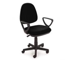 Decorspace Sedia da ufficioClever con ruote e braccioli, per scrivania, cameretta, call center (Nero)