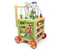 Carrello Girello Bambino Primi Passi per Bambini 1 Anno, Giochi in Legno Giocattolo Educativi Multifunzione Neonato Regalo Ragazzi e Ragazze 1 Ann per Bambino Bambina 1 Anno Compleanno