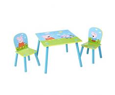 Worlds Apart Peppa Pig-Set Tavolo e 2 sedie per Bambini, Table 43.5cm 63cm (D) Constructed Dimensions (approximate) Chairs 52.5cm (H) x 29.5cm (W) x 29cm (D)