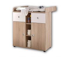 Stella Trading Wiki Pratico Neonati, con Rialzo, fasciatoio Versatile con Molto Spazio in Effetto Rovere Sonoma, Bianco, truciolato, 89 x 101 x 78 cm