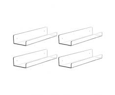 Zerodeko Mensole Galleggianti Holder Vinyl 4 Pack Acrylic Invisible Kids Floating Bookshelf for Kids Room Modern Picture Ledge Display Toy Storage Wall Shelf Clear Scaffale