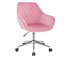 WOLTU Sedia da Ufficio Girevole Sgabello da Scrivania Poltrona per Cameretta Studio con Schienale Braccioli in Velluto Rosa BS102rs