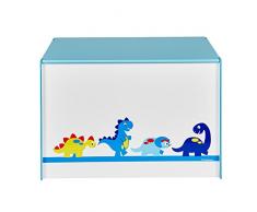 Worlds Apart (WAP) 474DIE Dinosauri Giocattoli cassapanca Contenitore per la cameretta dei Bambini, MDF/Tessuto, Bianco/Blu, 39x59.5x39.5cm
