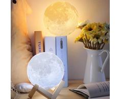 MAGICO 3D Stampata lampada luna Piena Lampada Moon Luna Ricarica USB Decorativo Tavolo LED Luce Notturna per Bambini Toccare il Controllo Luminosità Regolabile 10cm