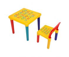 Set tavolo e sedia multifunzionale per bambini, Tavolo da Gioco per Bambini con 1 sedie, in plastica