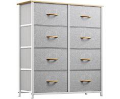 YITAHOME Cassettiera in tessuto, armadietto con 8 cassetti, Cassettiera per Corridoio in Tessuto, con vano contenitore in tessuto per soggiorno, camera da letto, cameretta dei bambini, grigio chiaro