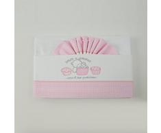 Pekitas: set di lenzuola 3 pezzi in flanella per culla 60 x 120 cm, 100% cotone, prodotto in Portogallo. Rosa-Bianco