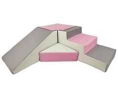 Velinda Completo Set 4 Mattoni Blocchi Schiuma Gioco Giocattoli Bambini Scivolo (Colore: Bianco,Rosa Chiaro,Grigio)