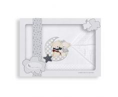 Interbaby 04179-18, Set Di 3 Lenzuola In Cotone Per Mini Culla - Modello: Osito Amoroso In Bianco E Grigio - 700 g