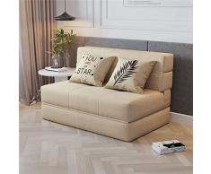 JHKZUDG Letto Gemellare Pieghevole,Futon Pigro,Divano Lounger Divano Sedia Materasso,Letto Pieghevole Portatile,con Rivestimento Rimovibile Divano Letto Sedia Letto con 2 Cuscini,Cachi,76×72×100cm