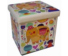 Biscottini Pouf Contenitore 32x32x32cm | Scatola Porta Giochi Bambini | Portagiochi Bambini contenitori con Coperchio | Pouf Contenitore Giochi