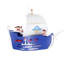 Bambini Elobra lampada a sospensione soffitto Lampada nave pirata in legno per bambini, blu scuro 125.779