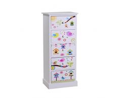 Vacchetti Giuseppe 8033350000 Mobiletto Happy Cassettiera 5 Cassetti, Legno, Bianco, 38x28x91 cm