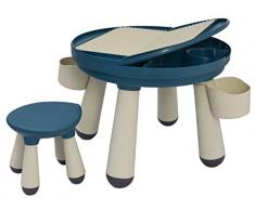 LittleTom Tavolo attività con Sedia - Tavolo da Gioco Bambini con Piastra per Blocchi Costruzione